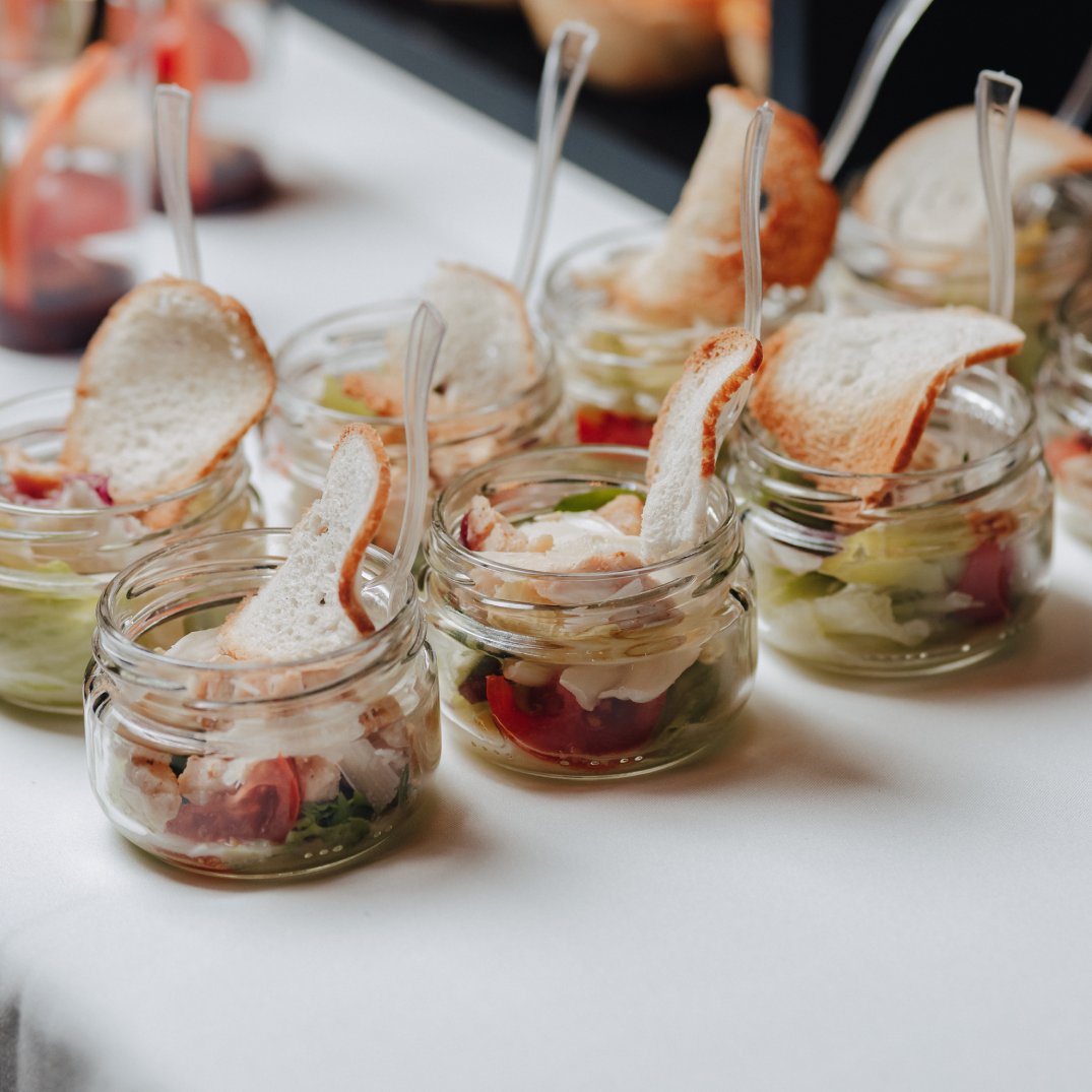 delicious festive buffet with canapés and different delicious meals